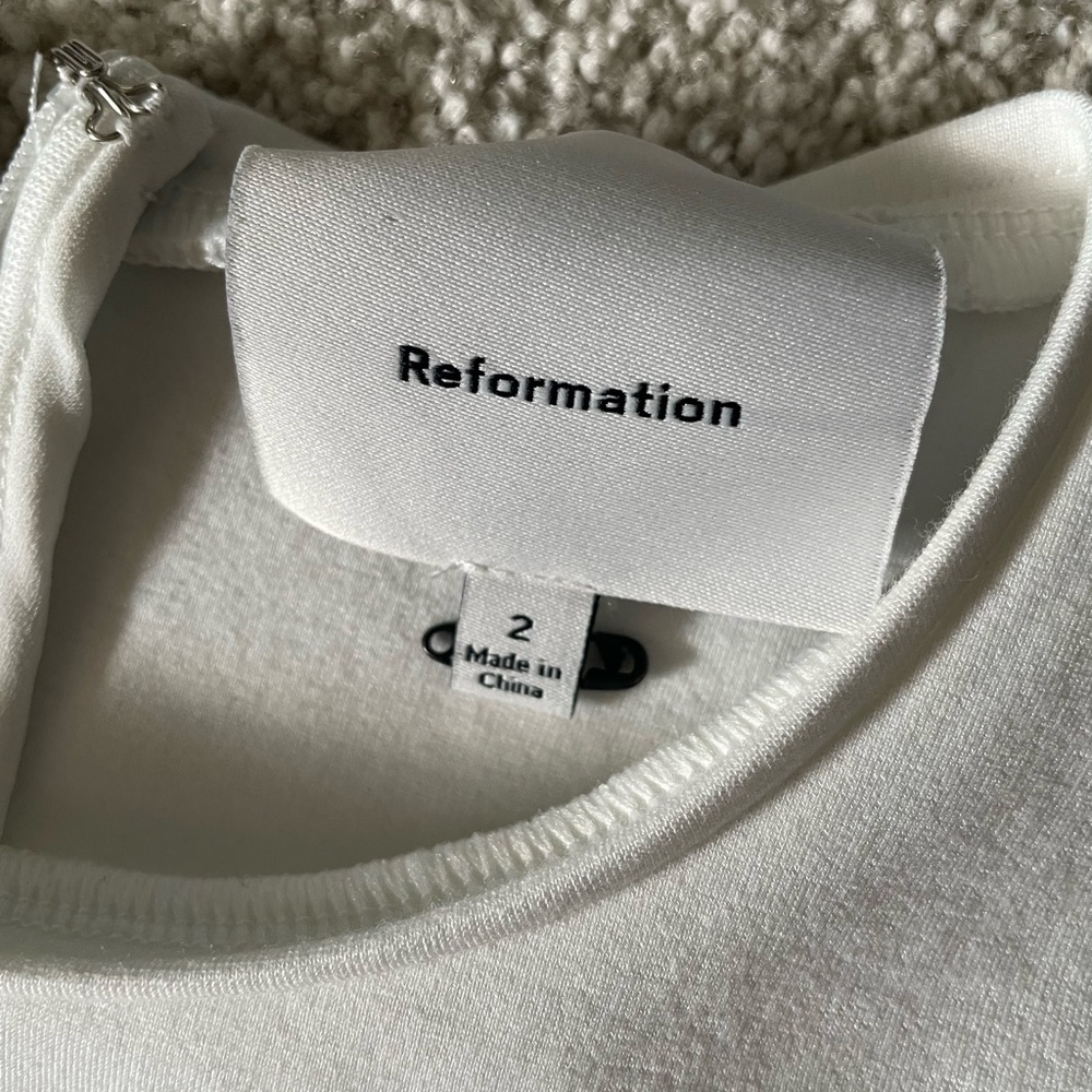 Reformation White Ribbed Sheath Dress - Picture 5 of 6